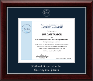 National Association for Catering and Events certificate frame - Silver Embossed Certificate Frame in Gallery Silver