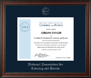 National Association for Catering and Events Silver Embossed Certificate Frame in Studio