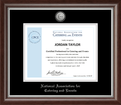 National Association for Catering and Events certificate frame - Silver Engraved Medallion Certificate Frame in Devonshire
