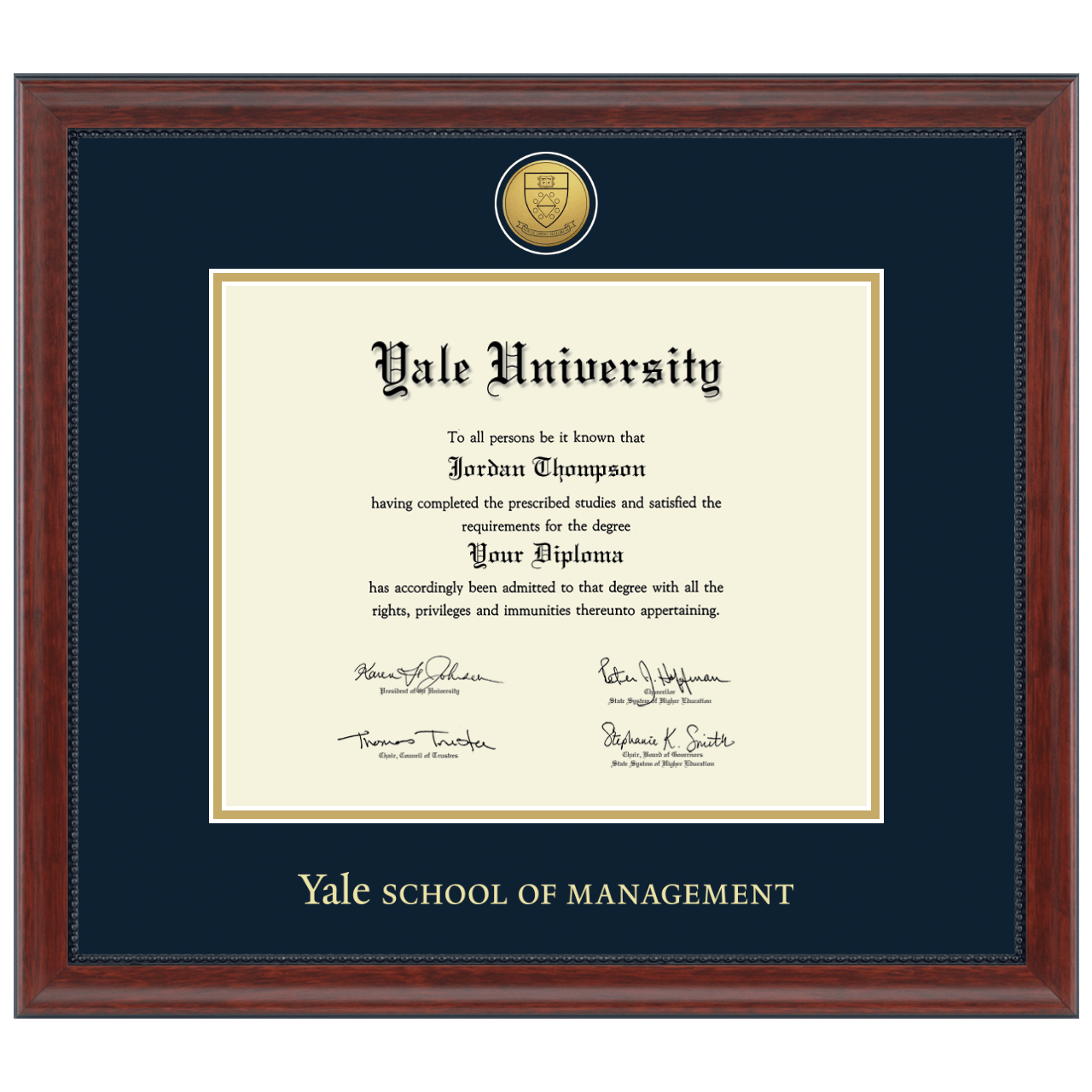Gold Engraved Medallion Diploma Frame in Signature Yale University Item 285762 from Yale