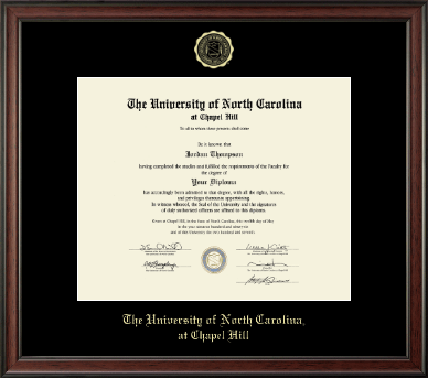 University of North Carolina Chapel Hill diploma frame - Gold Embossed Diploma Frame in Studio