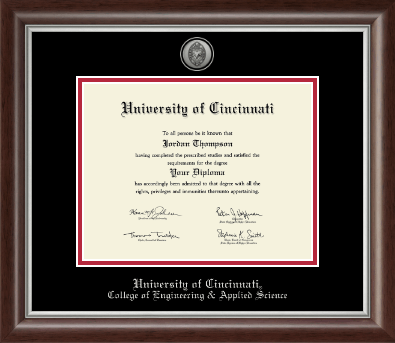 University of Cincinnati diploma frame - Silver Engraved Medallion Diploma Frame in Devonshire