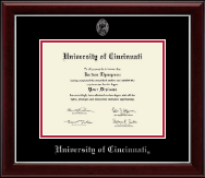 University of Cincinnati Silver Embossed Diploma Frame in Gallery Silver