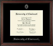 University of Cincinnati Silver Embossed Diploma Frame in Studio