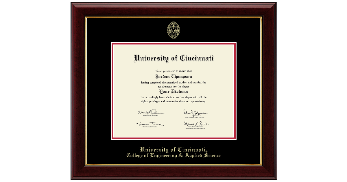 Gold Embossed Diploma Frame in Gallery University of Cincinnati Item