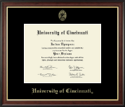 University of Cincinnati Gold Embossed Diploma Frame in Studio Gold
