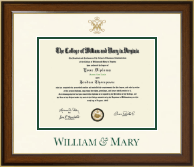 William & Mary Dimensions Diploma Frame in Westwood