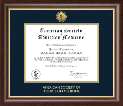 American Society of Addiction Medicine certificate frame - Gold Engraved Medallion Certificate Frame in Hampshire