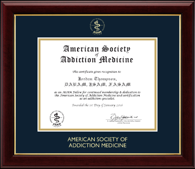 American Society of Addiction Medicine certificate frame - Gold Embossed Certificate Frame in Gallery