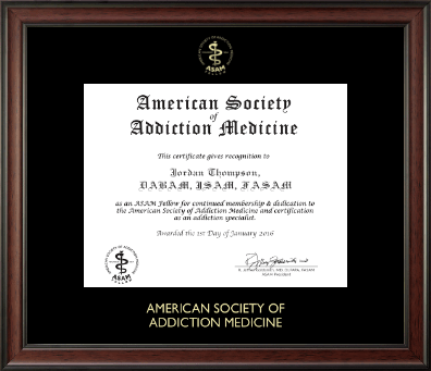 American Society of Addiction Medicine certificate frame - Gold Embossed Certificate Frame in Studio