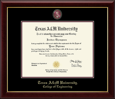Texas A&M University diploma frame - Masterpiece Medallion Diploma Frame in Gallery