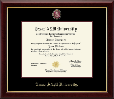 Texas A&M University diploma frame - Masterpiece Medallion Diploma Frame in Gallery