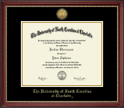 The University of North Carolina at Charlotte diploma frame - Gold Engraved Medallion Diploma Frame in Kensington Gold