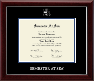 Semester At Sea Silver Embossed Certificate Frame in Gallery Silver