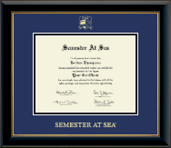 Semester At Sea certificate frame - Gold Embossed Certificate Frame in Onyx Gold