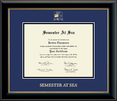 Semester At Sea certificate frame - Gold Embossed Certificate Frame in Onyx Gold