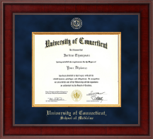University of Connecticut School of Medicine Presidential Masterpiece Diploma Frame in Jefferson