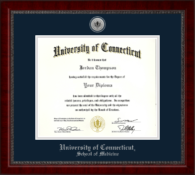 University of Connecticut School of Medicine diploma frame - Silver Engraved Medallion Diploma Frame in Sutton
