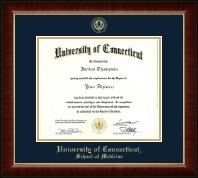 University of Connecticut School of Medicine Gold Embossed Diploma Frame in Murano