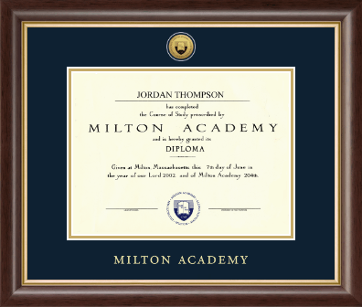 Milton Academy diploma frame - Gold Engraved Medallion Diploma Frame in Hampshire