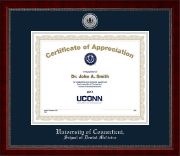 University of Connecticut School of Dental Medicine Silver Engraved Medallion Certificate Frame in Sutton