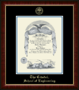 The Citadel The Military College of South Carolina diploma frame - Gold Embossed Diploma Frame in Murano