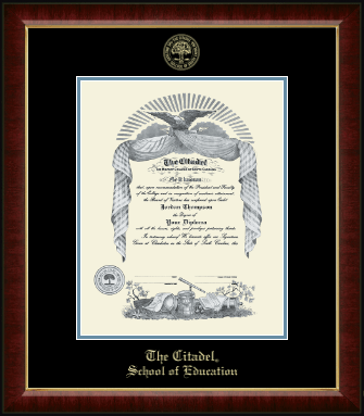 The Citadel The Military College of South Carolina diploma frame - Gold Embossed Diploma Frame in Murano