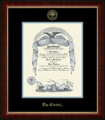 The Citadel The Military College of South Carolina diploma frame - Gold Embossed Diploma Frame in Murano