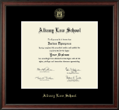 Albany Law School Gold Embossed Diploma Frame in Studio