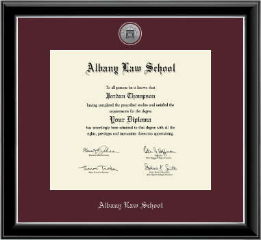 Albany Law School diploma frame - Silver Engraved Medallion Diploma Frame in Onyx Silver