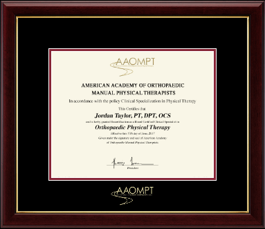 American Academy of Orthopaedic Manual Physical Therapists certificate frame - Gold Embossed Certificate Frame in Gallery