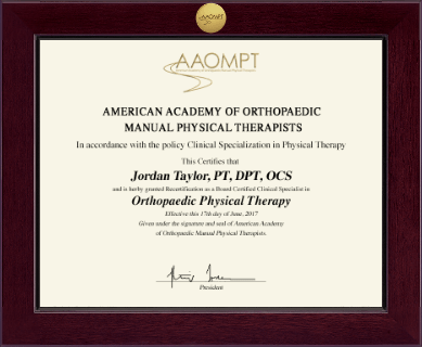 American Academy of Orthopaedic Manual Physical Therapists certificate frame - Century Gold Engraved Certificate Frame in Cordova