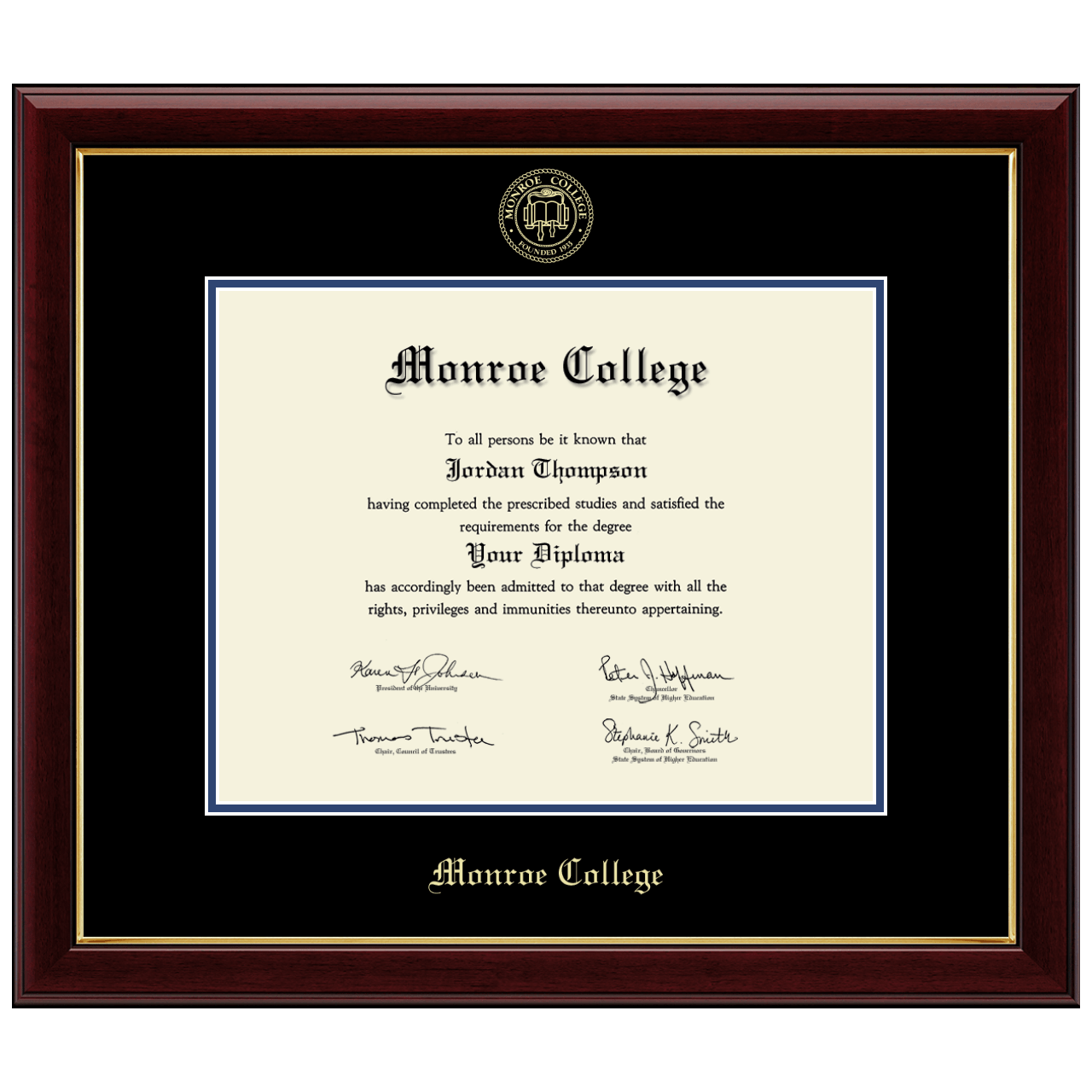 Masters Gold Embossed Diploma Frame in Gallery Monroe College Item