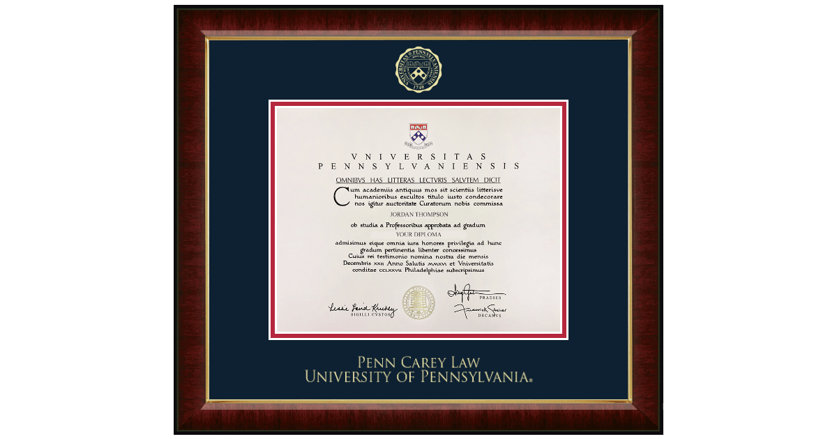 Gold Embossed Diploma Frame in Murano University of Pennsylvania Item