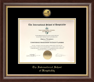 The International School of Hospitality certificate frame - Gold Engraved Medallion Certificate Frame in Hampshire