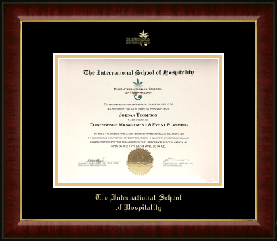 The International School of Hospitality certificate frame - Gold Embossed Certificate Frame in Murano