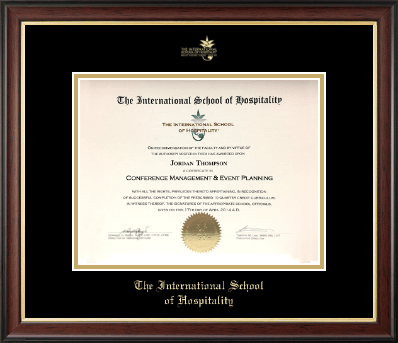 The International School of Hospitality certificate frame - Gold Embossed Certificate Frame in Studio Gold