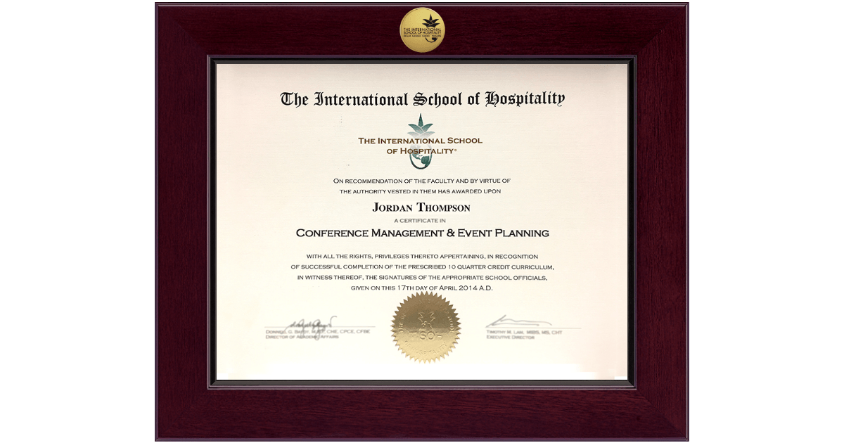 Century Gold Engraved Certificate Frame in Cordova The International