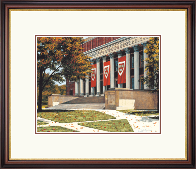 Harvard University diploma frame - Framed Lithograph of Widener Library in Regency Gold