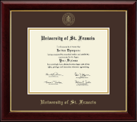 University of St. Francis in Illinois Gold Embossed Diploma Frame in Gallery