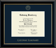 Gateway Seminary Gold Embossed Diploma Frame in Onyx Gold