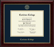 Carleton College Gold Embossed Diploma Frame in Gallery