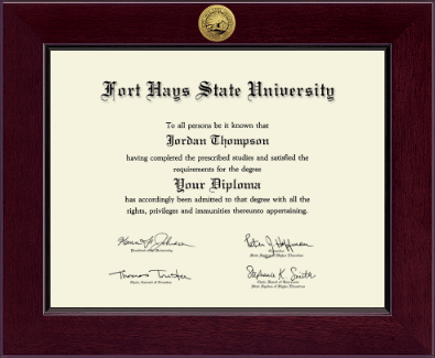 Fort Hays State University diploma frame - Century Gold Engraved Diploma Frame in Cordova