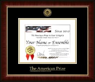 The American Prize Gold Engraved Medallion Certificate Frame in Murano