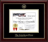 The American Prize certificate frame - Gold Embossed Certificate Frame in Gallery