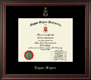 Kappa Sigma Fraternity Gold Embossed Certificate Frame in Studio