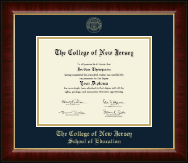 The College of New Jersey Gold Embossed Diploma Frame in Murano
