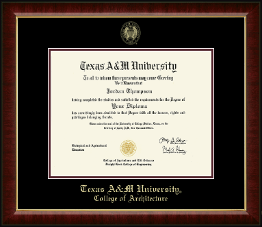 Texas A&M University diploma frame - Gold Embossed Diploma Frame in Murano