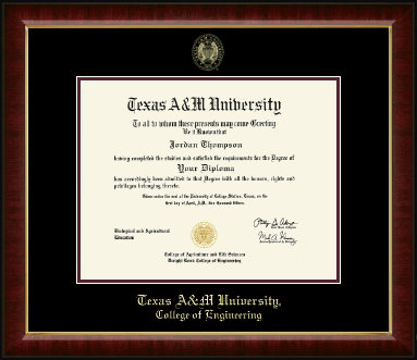 Texas A&M University diploma frame - Gold Embossed Diploma Frame in Murano