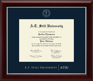 A.T. Still University diploma frame - Silver Embossed Diploma Frame in Gallery Silver